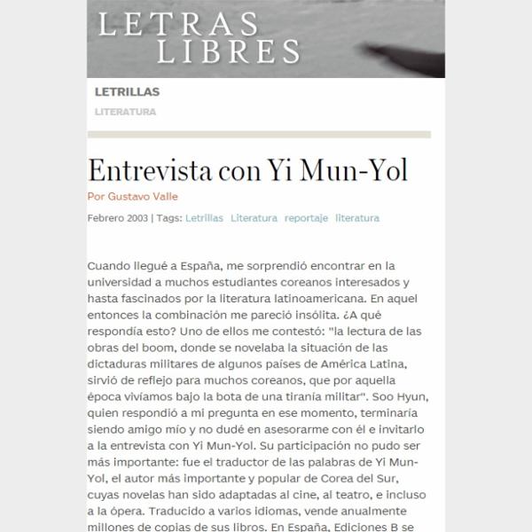 Literatura: Entrevisita con Yi Mun-Yol