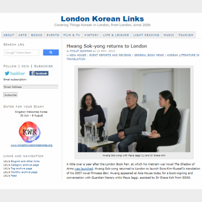 Hwang Sok-yong returns to London