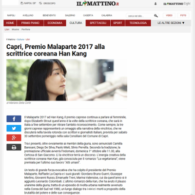 Capri, Premio Malaparte 2017 alla scrittrice coreana Han Kang