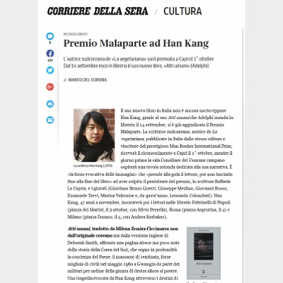 Premio Malaparte ad Han Kang