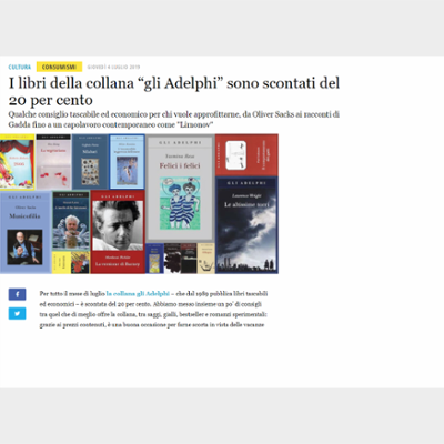 I libri della collana “gli Adelphi” sono scontati del 20 per cento