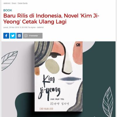 Baru Rilis di Indonesia, Novel 'Kim Ji-Yeong' Cetak Ulang Lagi