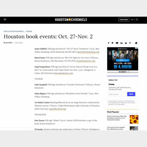 Houston book events: Oct. 27-Nov. 2